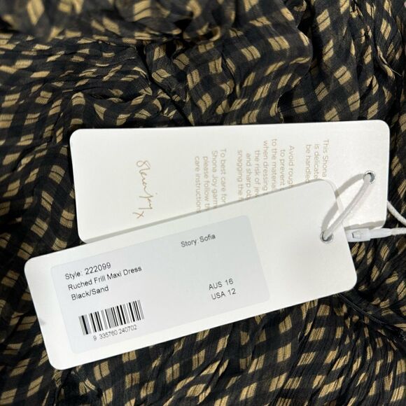 SHONA JOY SOFIA RUCHED SEMI SHEAR MAXI DRESS SIZE 12 IN BLACK SAND NWT - Picture 9 of 11